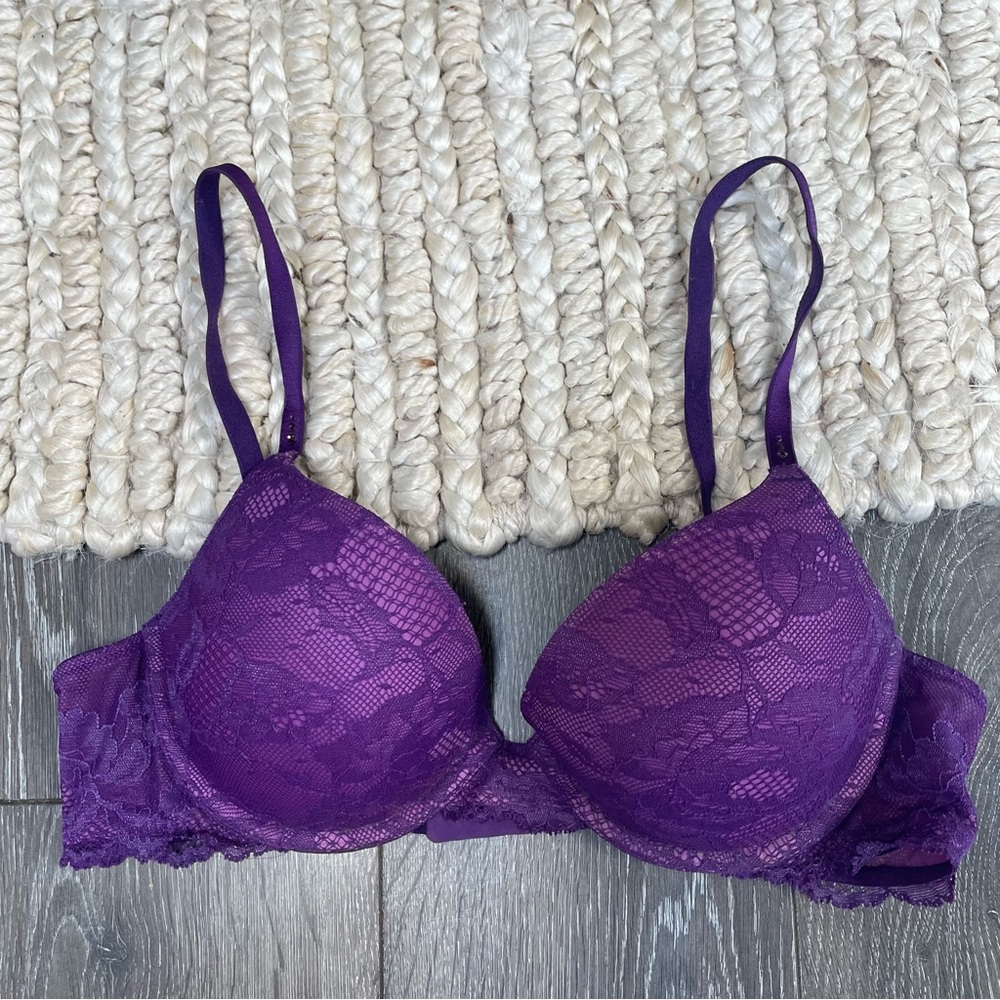 Victoria’s Secrets bra floral mesh embroidery push up underwire biofit Demi 36B